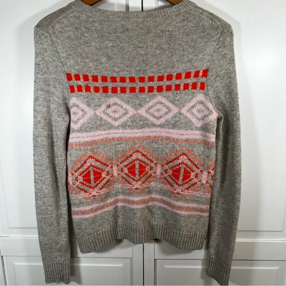 J. Crew‎ Sweater Women's Small Crewneck Wool Blend Long Sleeve Gray Pink